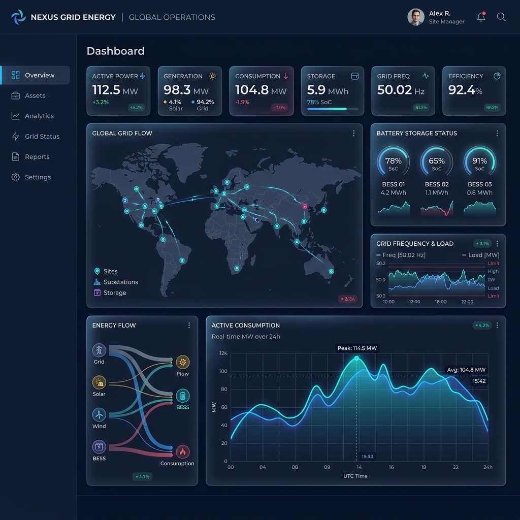 AI Energy EMS Dashboard - Real-time energy management platform